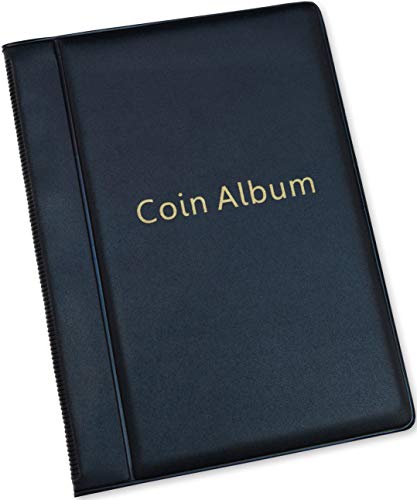 Coin Storage Album - Rare Coin Holders Book - Coins Collection for Collectors (Black, 120 Coin Holders, 1.18”x1.26” Pocket Size)