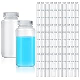 Hoolerry 48 Pcs Plastic Sample Bottles Laboratory Grade Polypropylene Wide Mouth Reagent Bottles Clear Liquids Storage Containers with Lids Leak Proof Containers for Lab Classroom (16oz/ 500ml)