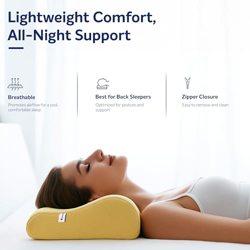 Image of Sleepwell Restora Pro Latex Ortho Natural Latex Pillow | Yellow | Hypoallergenic & Breathable | Cervical Pillow for Neck & Head | Ergonomic Contour Design | 24 x 16 Inches | Pack of 1