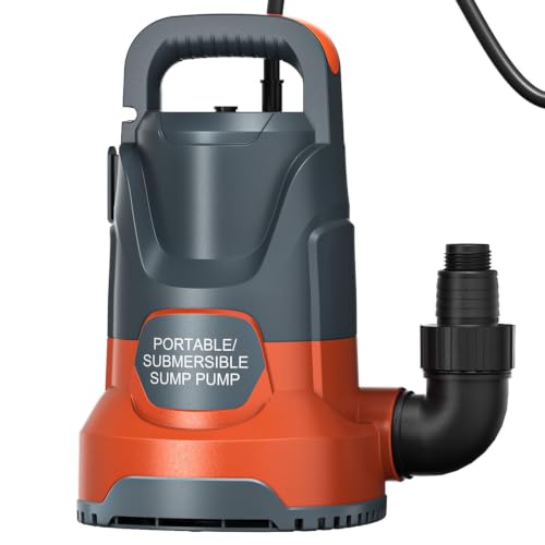 PANRANO Sump Pump 1HP Submersible Water Pump 3700GPH Electric Thermoplastic