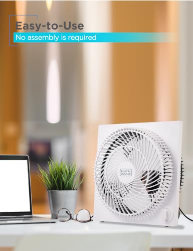 BLACK+DECKER 9-Inch Frameless Box Fan, 3-Speed Settings, BFB09W, White - image 5
