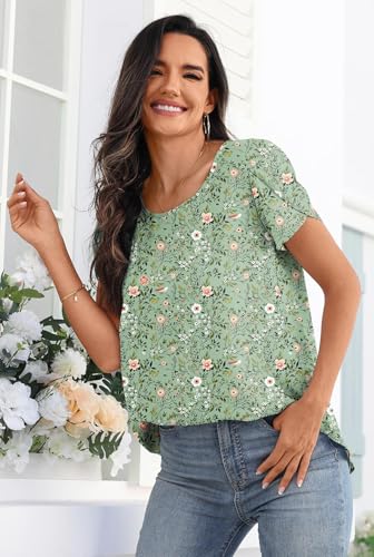 HOTGIFT Women Tops 2025 Summer Short Sleeve Chiffon T Shirts Blouse M-3XL3