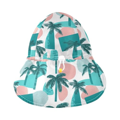 Seamless Palm Tree Green Kid Sunhat Baby Boys' Beach Play Hats Baby Girls' UPF 50+ Neck Flap Travel Essentials3