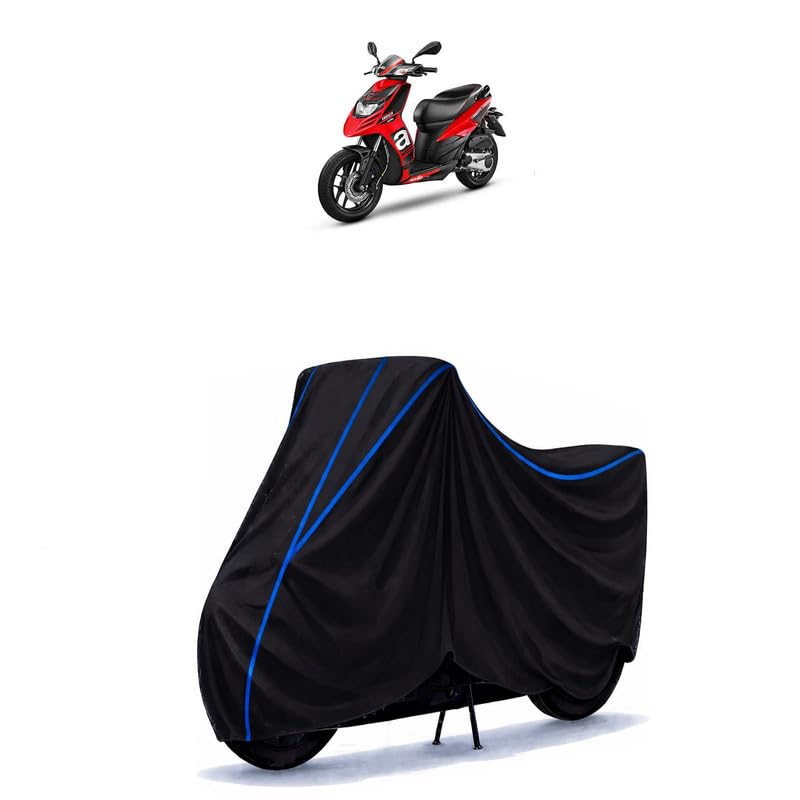 Image of Scooty Cover Water Resistant for SR 160 BS6 | Universal Scooter & Bike Cover | Heavy Duty UV Dust, Rain & Scratch Protection | Elastic Fit All Weather Indoor Outdoor | Black with Blue Piping