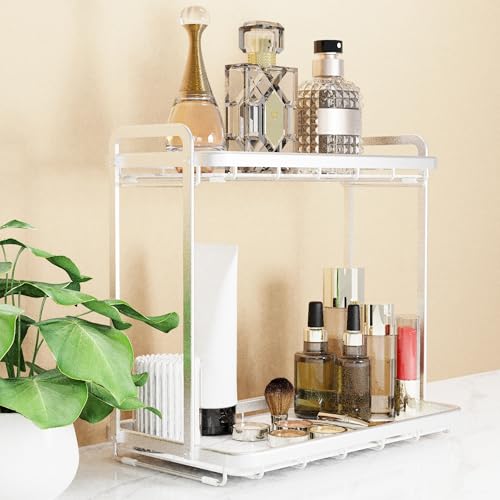 Counter Organizer - 2-Tier Aluminum & Marble Tray for Kitchen, Bathroom, Vanity | Rustproof, Waterproof, Fingerprint Proof Finish by EUROCHASE - Image 3