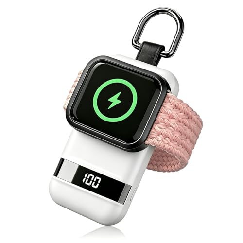 Image of Portable Charger for Apple Watch, 2500mAh & Digital Display - Magnetic Fast Charging iWatch Charger for Travel - for Apple Watch Series (White)