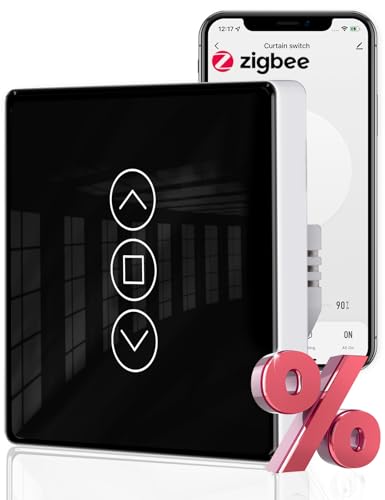 MOES 2.5D Smart Rolladenschalter,Zigbee Alexa Rolladensteuerung mit Prozentanpassung,Zeitschaltuhr,Rolladen Switch Unterputz Kompatibel mit Alexa und Google Home,Zigbee gateway erforderlich,Schwarz