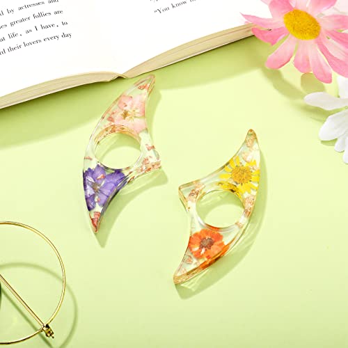 2 Pieces Dried Flower Resin Book Page Holder Transparent Thumb Ring Page Holder Handmade Personalized Flower Resin Bookmark Reading Accessories Gift For Teachers Book Lovers Literary (Adorable Style) #TOP2