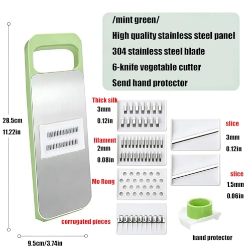 Mandolina cortadora ajustable para vegetales verde pequeña miniatura 7