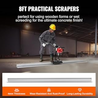 VEVOR Massetto in calcestruzzo elettrico a gas, set di barre in alluminio con bordo dritto da 8 piedi, motore vibrante per finitura in cemento a 4 tempi con maniglie