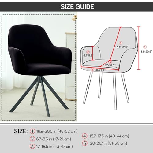 Image of HOKIPO 'SereneSolids' 140 GSM Stretchable Swivel Chair Cover High Armrest Slipcover, Black (AR-6247-BLK)