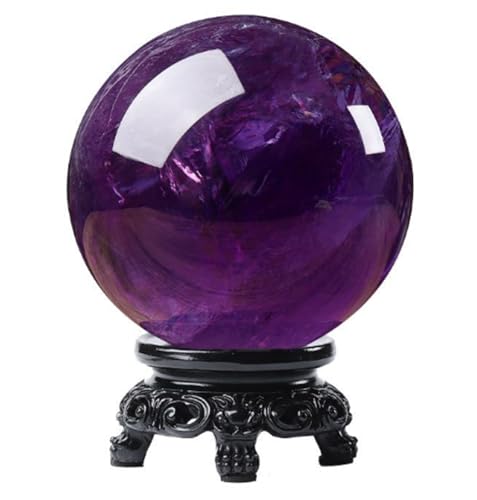 Cristal améthyste violet en forme de sphère décorative avec stand de 6cm