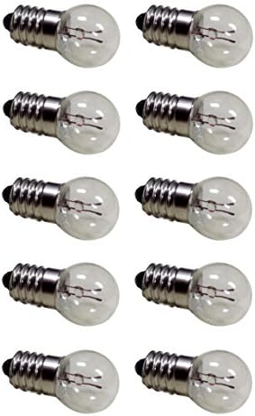 Sci-Supply Pack of 10 E10 Miniature Screw Base Light Bulbs, 6.3V / 0.5A, 6 Volt Miniature Lamp