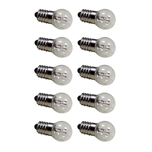 Pack of 10 E10 Miniature Screw Base Light Bulbs, 6.3V / 0.5A, 6 Volt Miniature Lamp