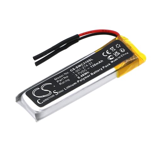 TECHTEK Baterías 130mAh Compatible con [Sony] WI-C200, WI-C300, WI-C310, WI-C400, WI-C500, WI-C600N sustituye 1-001-274-31