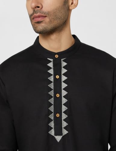 Image of Amazon Brand - Symbol Men's 100% Cotton Embellished Casual Long Kurta (Regular Fit)