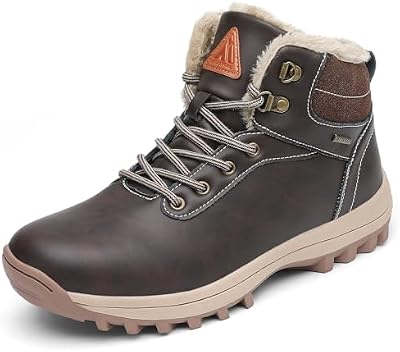 Mishansha Botas Hombre Invierno Botines Mujer Invierno Botas Nieve Cálido Antideslizante Botas Trekking Impermeables Zapatos Nieve Zapatillas Barefoot Senderismo Marrón,Gr.42