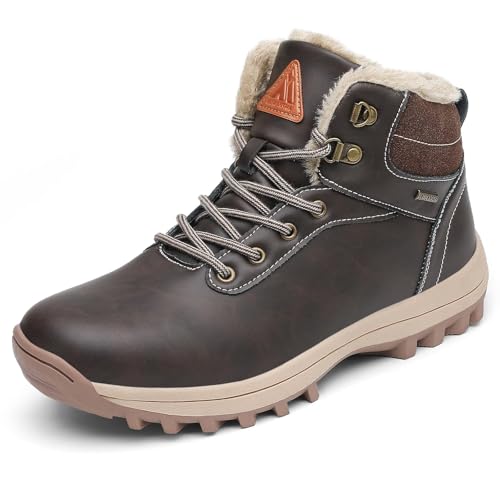 Mishansha Winterschuhe Damen Winterstiefel Herren Gefüttert und Wasserabweisend Wanderschuhe Warm Winterboots Winter Schuhe Manner Outdoor Schneeschuhe Braun,Gr.36