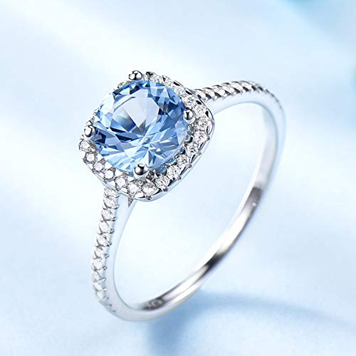 Ginger Lyne Collection Sky Blue Created Topaz Halo Sterling Silver Engagement Statement Ring4