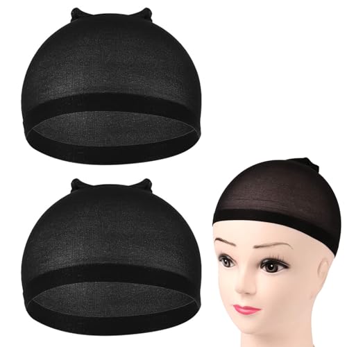 GeekerChip Redecilla Pelo,2 Piezas Redecilla Pelo para Peluca,Gorros de Pelucas,Casquillos de Nylon para Pelucas,Casquillos de Nylon Elástico y Transpirable para Mujeres y Hombres,Negro