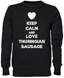 Stampato in Europa Keep Calm And Love Thuringian Sausage Nero Felpa Maglione Unisex Uomo Donna Dimensioni XXL Black Unisex Jumper Size XXL