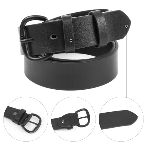 Women PU Leather Belt for Jeans Dresses, Ladies Thin Waist Belt (Black)4