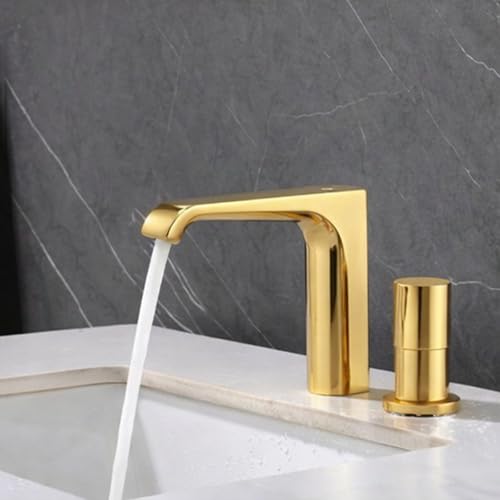 Robinet d'évier en cuivre or MOCHAMIK au design luxueux 2 trous