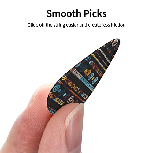 Lot de 12 médiators de guitare ethniques exotiques géométriques noirs pour guitare électrique, basse acoustique, cadeau avec boîte - Les Beatles, Paul McCartney, John Lennon, RIngo Starr, George Harrison Lot de 12 médiators de guitare ethniques exotiques géométriques noirs pour guitare électrique, basse acoustique, cadeau avec boîte – Image 5