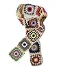 ALLHANDMADE Women Granny Square Warp Cable 100% Handmade Knit Mixed Color Long Scarf (1) #4