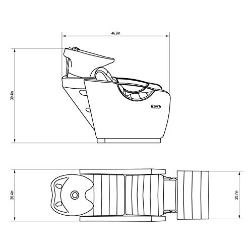 Dir Beauty Salon Full Body Massage Shampoo Backwash Unit With Tilting Ceramic Sink Station Reclining Backrest & Electrical Adjusting Footrest - Bella Iii #TOP6
