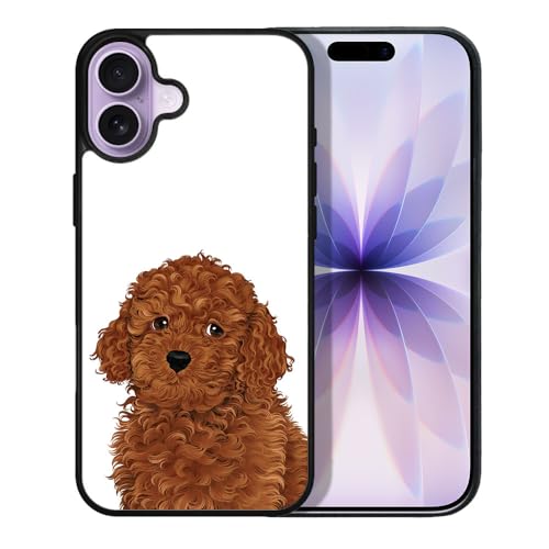 FINCIBO Anti-Scratch Soft Rubber Protective Shockproof Slim Case Cover Compatible with Apple iPhone 17 6.3 inch 2025 - Cute Brown Toy Poodle Dog