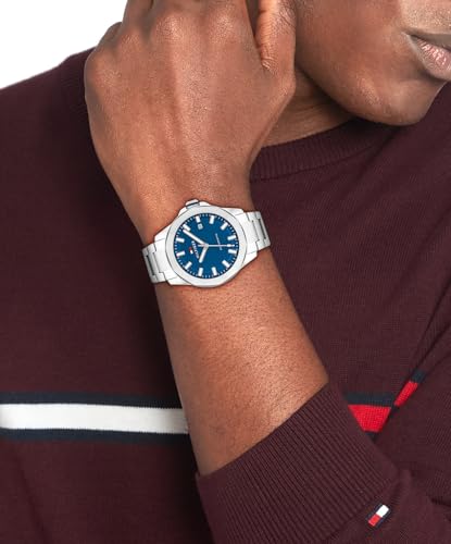 Tommy Hilfiger Men's Automatic Watch – 44 mm Stainless Steel Case and Link Bracelet, Exhibition Caseback – Modern Skeleton Dress Timepiece4