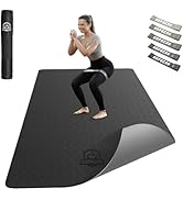 HAPBEAR エクササイズマット ブラック, 213x152x0.8cm Amazon | HAPBEAR エクササイズマット 8mm 厚手 大判 ヨガマット 高