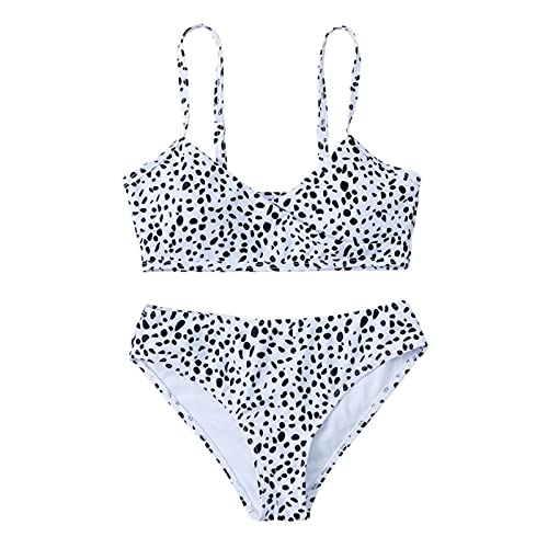 2 PC Swimsuit Set Teen Girls Swimsuits Tankini Sets Polka Dot Tops Underpants Bikini Set Swimwear Bathing Suit