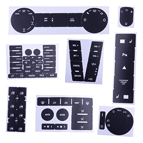 CUPLES Bouton Autocollant pour Touareg 2004 2005 2006 2007 2008 2009 Autocollant De Décalcomanie De Bouton Radio Avant De Voiture avec Bouton De Réparation De Navigation Cover