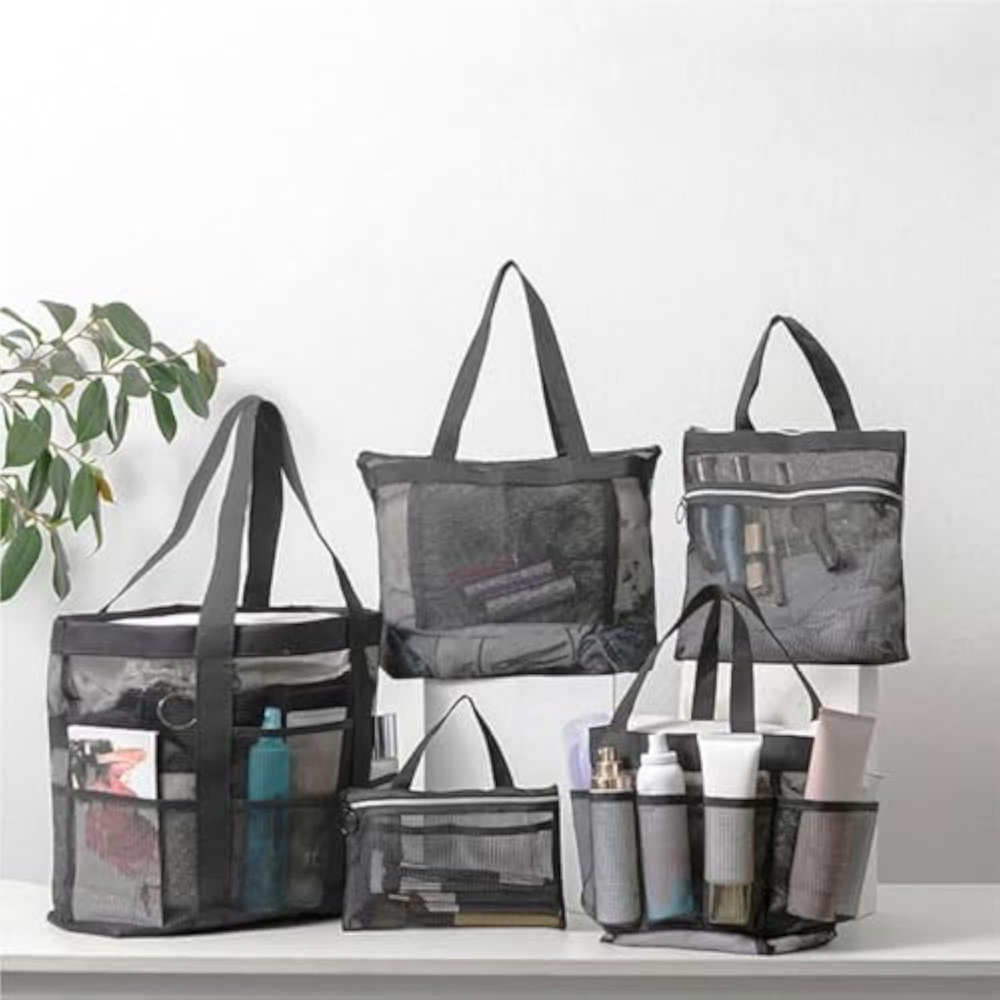 Mesh Shower Tote Portable Bath Organizer, Black