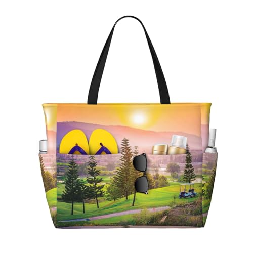 Grand sac fourre-tout imprimé golf noir de grande capacité pour femme