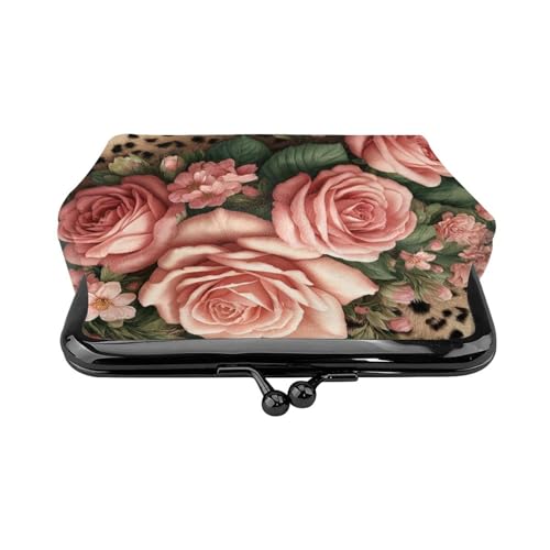Pu Leather Buckle Coin Purse Leopard-Print-Elegant-Rose Girls Kiss-Lock Change Purse Wallets2