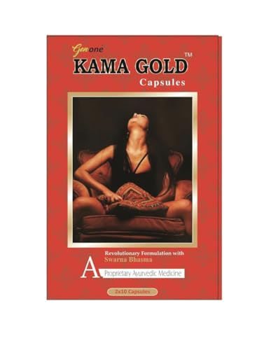 GenOne Kama Gold Capsules – Ayurvedic Herbal Supplement for Stamina and General Wellness, Safed Musli, Ashwagandha and Swarna Bhasma | Non-GMO, Gluten-Free, 20 Capsules