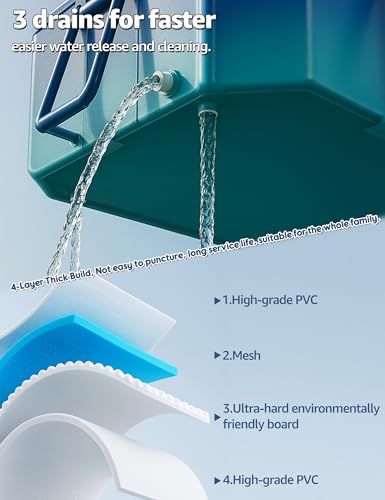 Image of Foldable Pool for Kids Adults - Non-Inflatable Swimming Pools for Backyard Garden Outdoor Folding Collapsible Dog Above Ground Pool Kiddie Pool 90 inch X 54 inch X 21 inch