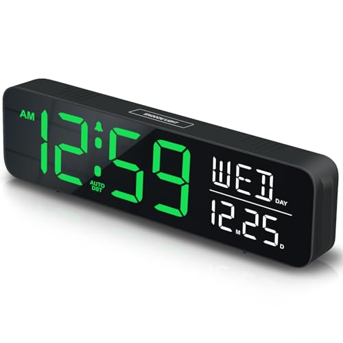 Peakeep Large Display Digital Alarm Clock for Bedrooms, Date Day of Week Desk Table Clocks for