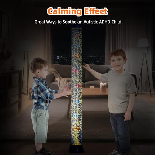 4FT Sensory LED Water Bubble Tube Lamp with 12 Fish and Color Changing Light Effects. Fantasy Bubble Fish Tube Relax for Autistic ADHD Children Alleviating Stress and Anxiety in Adults - Image 5