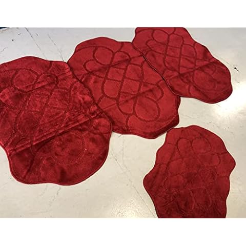 Romany washables set Bright Red 66x110cm Sets Of 4 Mats Non Slip Christmas Red Design Cover
