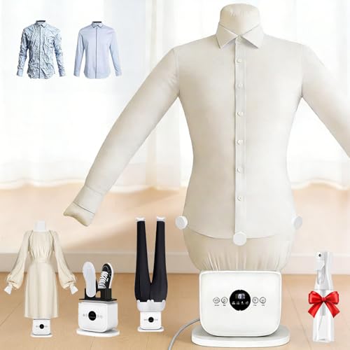 Naturalpowev Mannequin de Repassage Automatique Chemises et Pantalons, Séchage et Repassage, Niveaux de Température, Minuteur, Tailles S à XXL adaptables Set-B