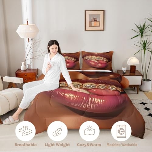 Image of Erosebridal Black Girls Queen Bedding Set Luxury African American Comforter Set Soft Microfiber Black Woman Female Comforter for Teens Adult Melanin Bedroom Decor (1 Comforter, 2 Pillowcases)