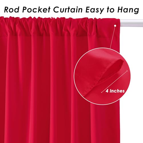 Image of Red Backdrop Curtains 30ft x 8ft: Polyester Photography Backdrop Drapes - Wedding Party Christmas Backdrop Decorations