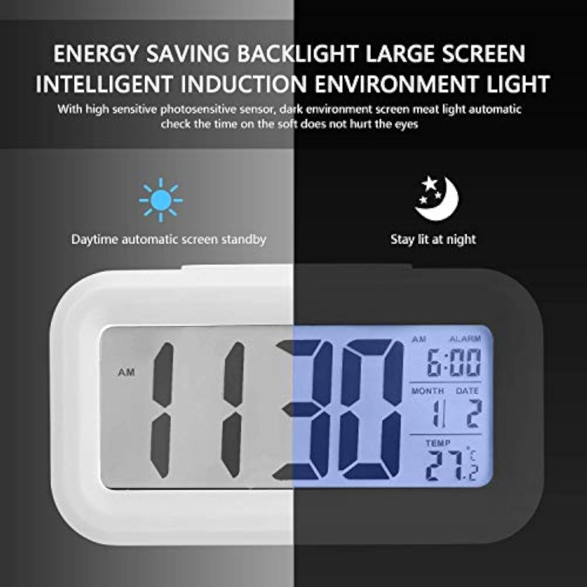 Plastic Digital Alarm and Table Clock, Compact Design