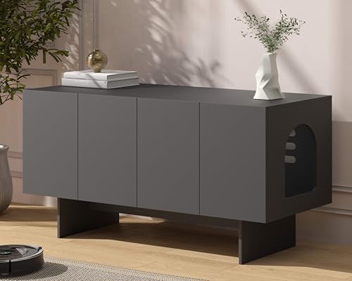 Amunrbrek Double Cat Litter Box Enclosure, Black