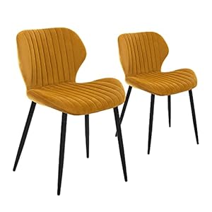 CangLong Mid Century Modern Leisure Upholstered Metal Legs for Kitchen Living Room Dining Chair, Set of 2, Brown - immagine 5