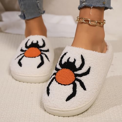 Image of Womens Mens House Slippers Retro Comfy Warm Plush Slip on Fluffy Memory Foam Home Sippers for Winter Indoor Outdoor